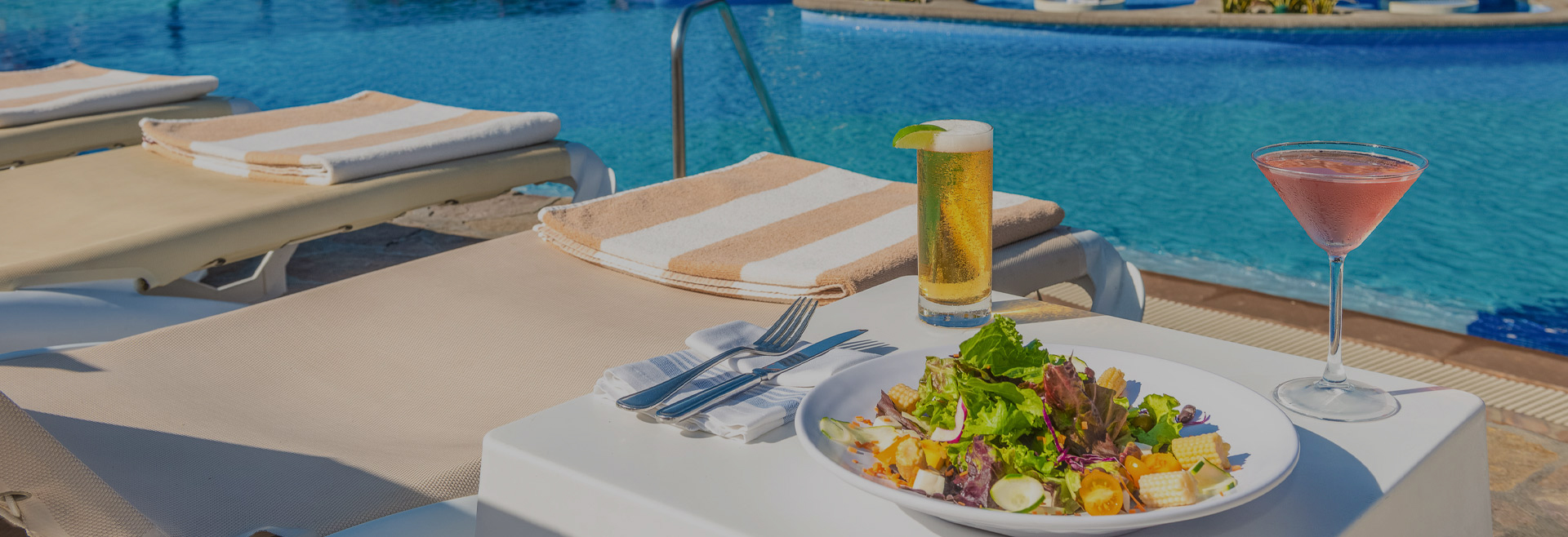 Resort pools at dusk