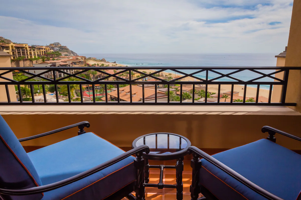 Private terrace seating with ocean view